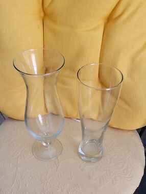 Clear Glass Hurricane and Tall Beer Glass Set - Transparent